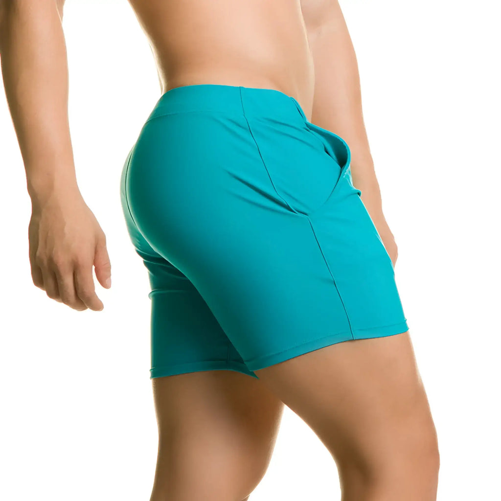Turquoise gigo classic blue beachwear athletic shorts with snug fit and visible side seam detailing