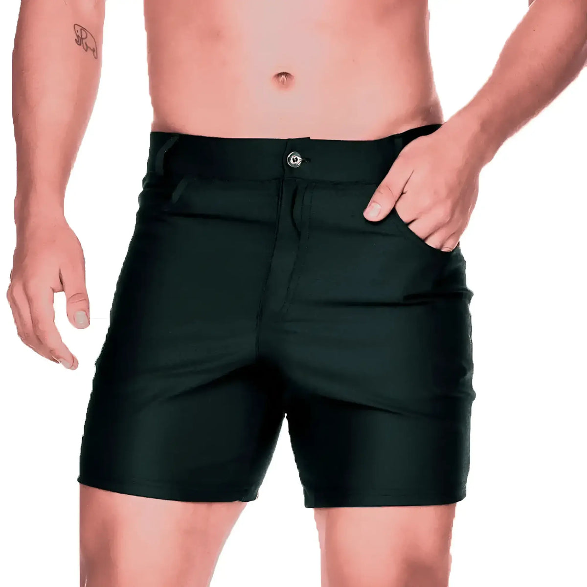 Black gigo classic forever shorts with sleek modern design and silver button closure perfect for casual wear