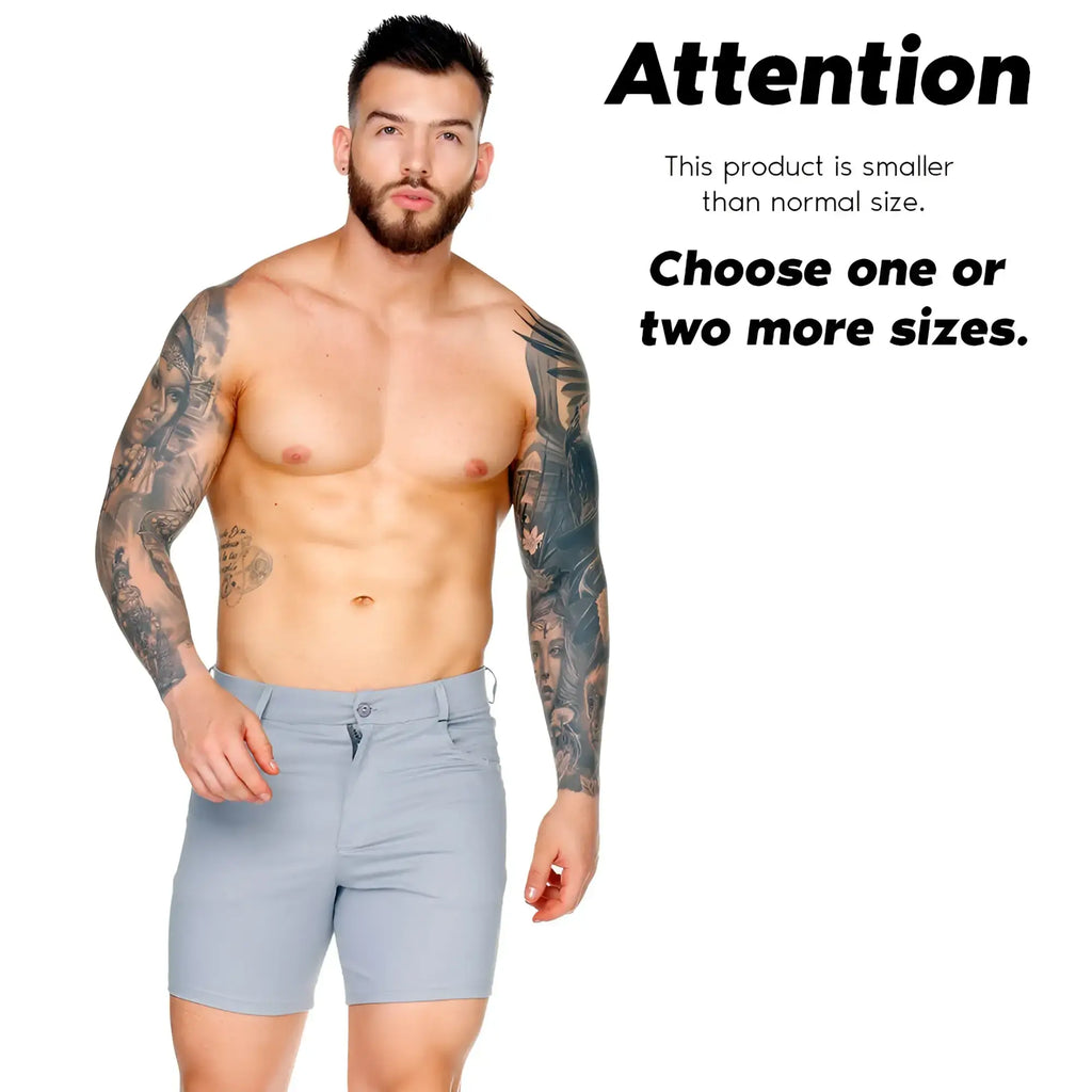 Light blue menÃ¢â‚¬â„¢s gigo classic forever gray shorts with button closure and belt loops for casual wear