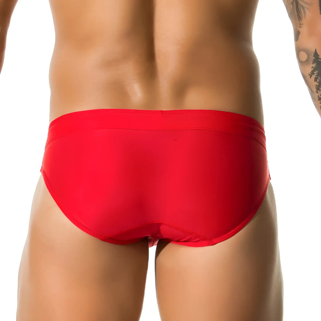 Vibrant red gigo classic swim brief with smooth form-fitting design ideal for swimming and beachwear