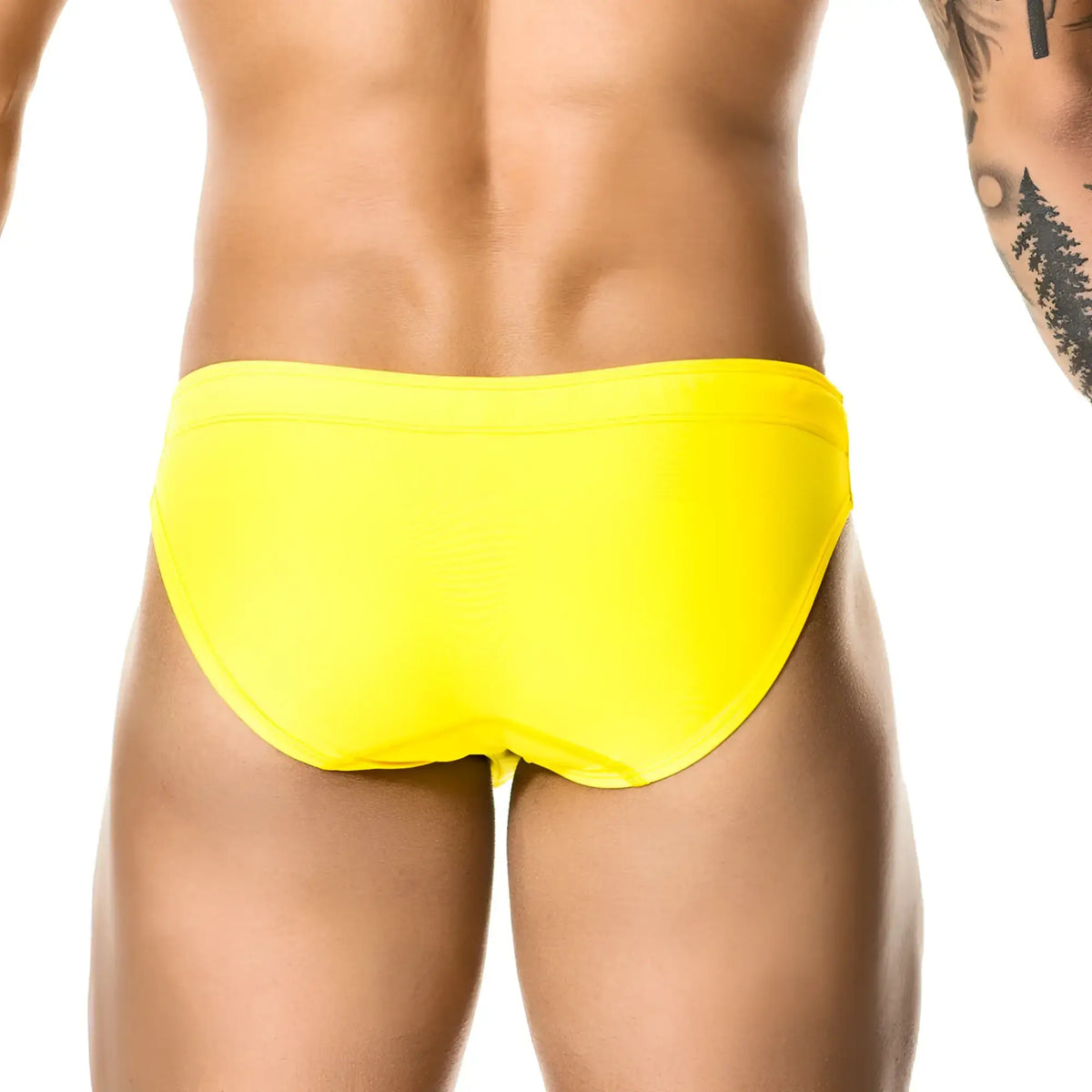 Bright yellow gigo classic swim brief with smooth, form-fitting design perfect for swimming and beachwear