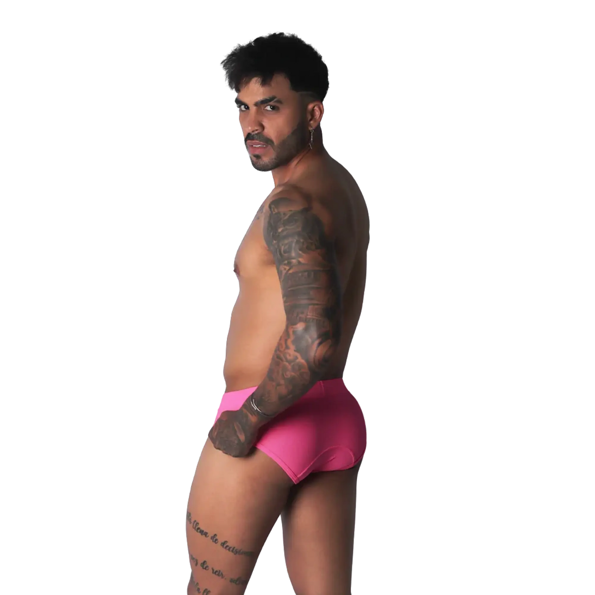 Fuchsia-coloured low-rise briefs in a solid cotton-blend fabric with a clean, minimalist design.