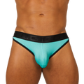 Turquoise mesh gigo cool blue brief with black elastic waistband and trim for breathable comfort