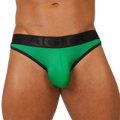 Vibrant green mesh briefs with black trim and a branded waistband gigo cool green brief