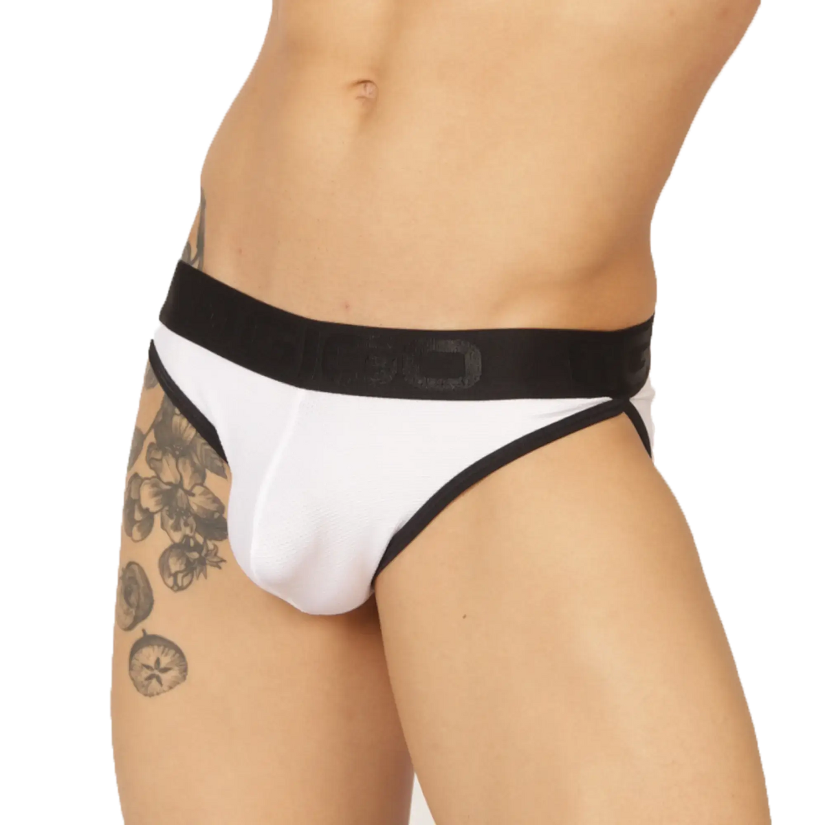 White and black gigo cool brief with sleek form-fitting design for comfortable everyday wear