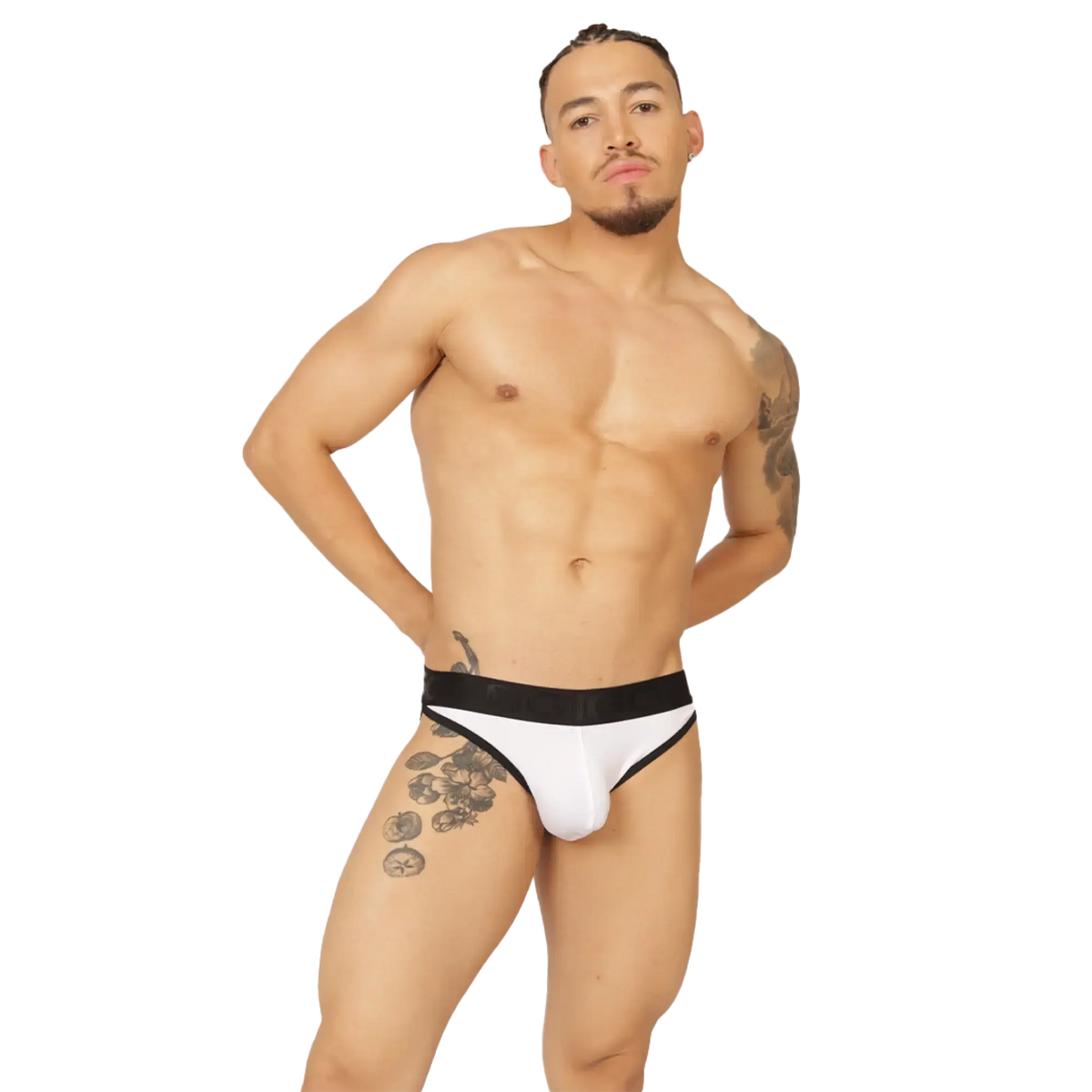 White briefs with black waistband and trim from gigo cool white brief collection for comfortable wear