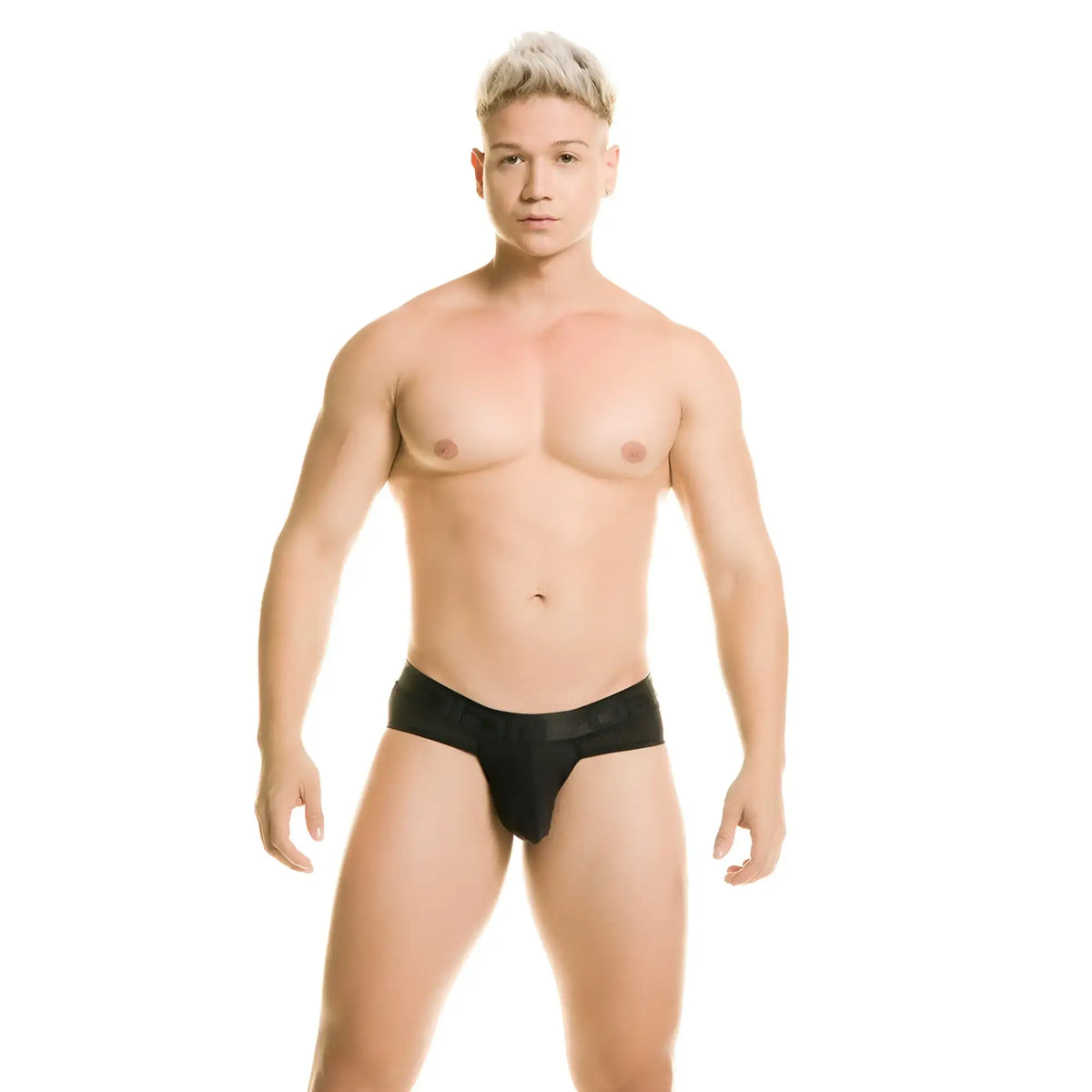 Black sleek form-fitting Gigo Diversity brief jockstrap made of smooth stretchy material shown from the back side