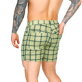 Gigo Dynasty olive short light green plaid tailored shorts with black stripes ideal for casual summer wear