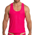 Bright pink mesh tank top from Gigo Energetic Fucshia tank with breathable fabric perfect for active wear