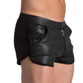 Black shiny faux leather shorts with side zipper from Gigo F Fetish Short collection