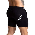 Black gigo f fetish white short athletic shorts with textured fabric and white diagonal stripes on side pockets