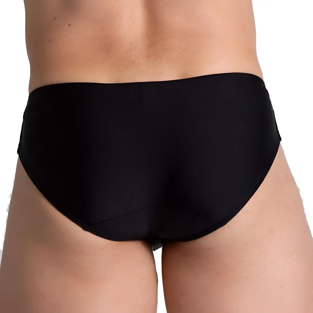 Black gigo flashing swim briefs with smooth form-fitting design ideal for swimming and water sports