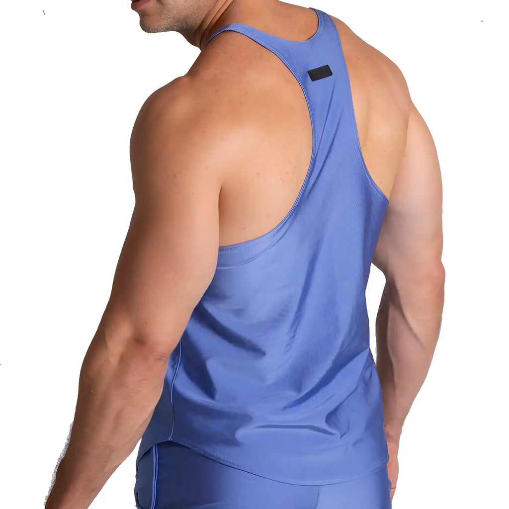 Gigo flashing blue tank featuring a sleek form-fitting design and subtle texture perfect for athletic wear