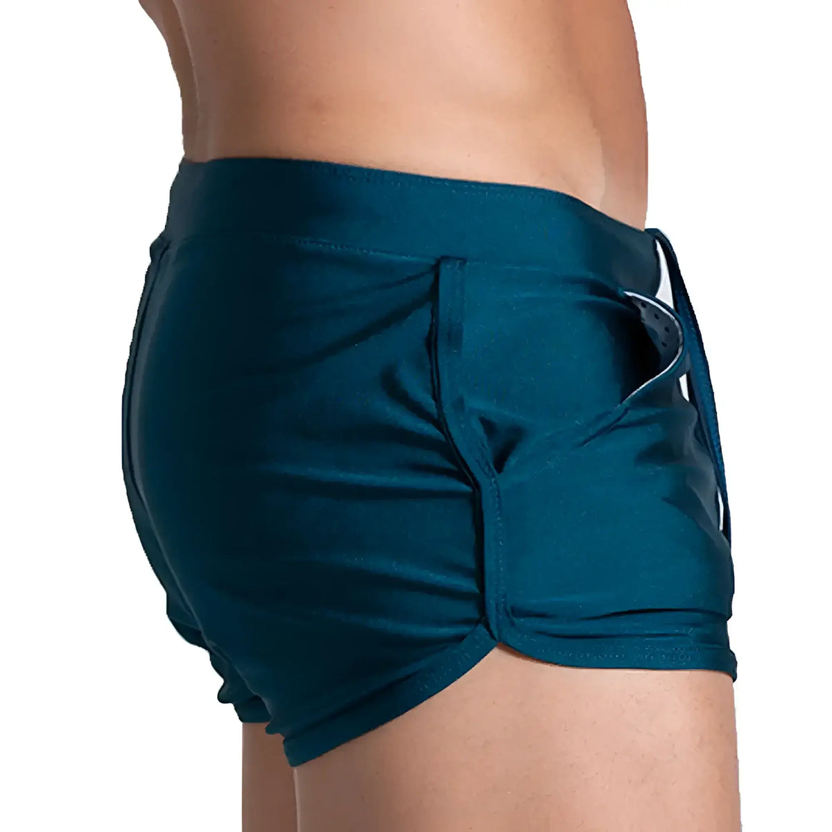 Teal gigo flashing green beachwear athletic shorts with drawstring waistband and side pockets for casual use