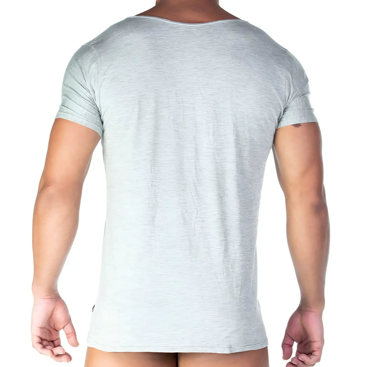 A heather gray Gigo Forever Gray tshirt with short sleeves, rounded neckline, and subtle fabric texture