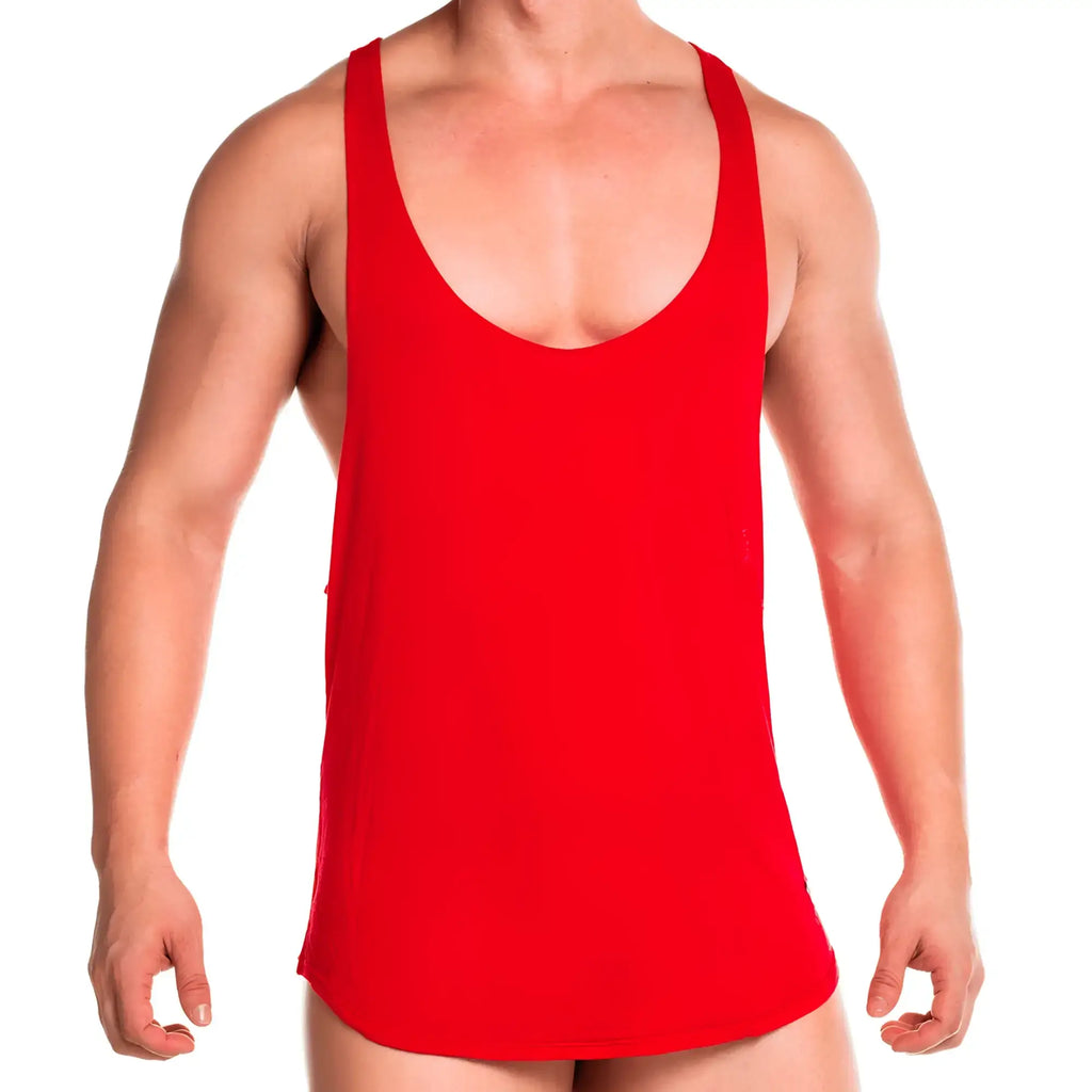 Red muscle tank top gigo forever red tank with wide shoulder straps and deep scoop neckline for casual wear