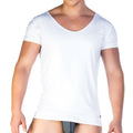 White short-sleeved v-neck t-shirt by Gigo Forever made of smooth form-fitting fabric ideal for casual wear