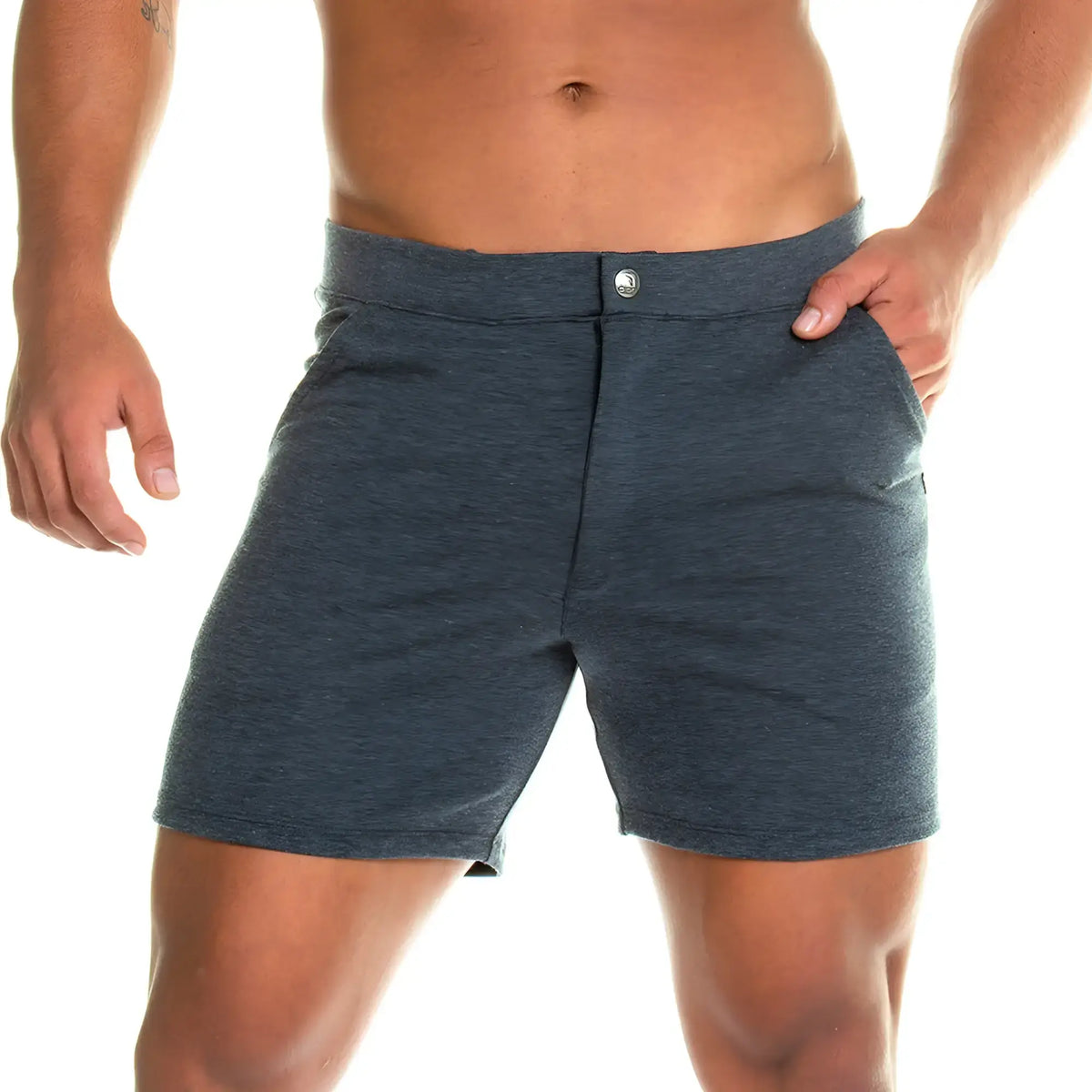 Gigo formal gray short dark heather gray athletic shorts with button closure and side pockets for casual wear