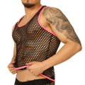 Black mesh tank top with vibrant pink trim by gigo fresh fuchsia tank for breathable stylish wear