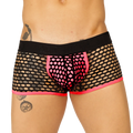 Gigo Fresh Fuchsia Trunk black mesh boxer briefs with vibrant pink trim and matching pink inner panel