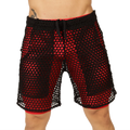 Black and red mesh shorts with drawstring waistband from gigo fresh red short collection