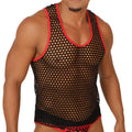 Black mesh tank top with red trim by Gigo Fresh Red Tank perfect for casual and athletic wear