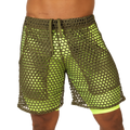 Gigo fresh yellow short olive green mesh shorts with neon yellow inner lining and matching drawstring waistband