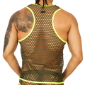 Neon yellow-trimmed olive green mesh tank top gigo fresh yellow tank with breathable fabric and vibrant accents