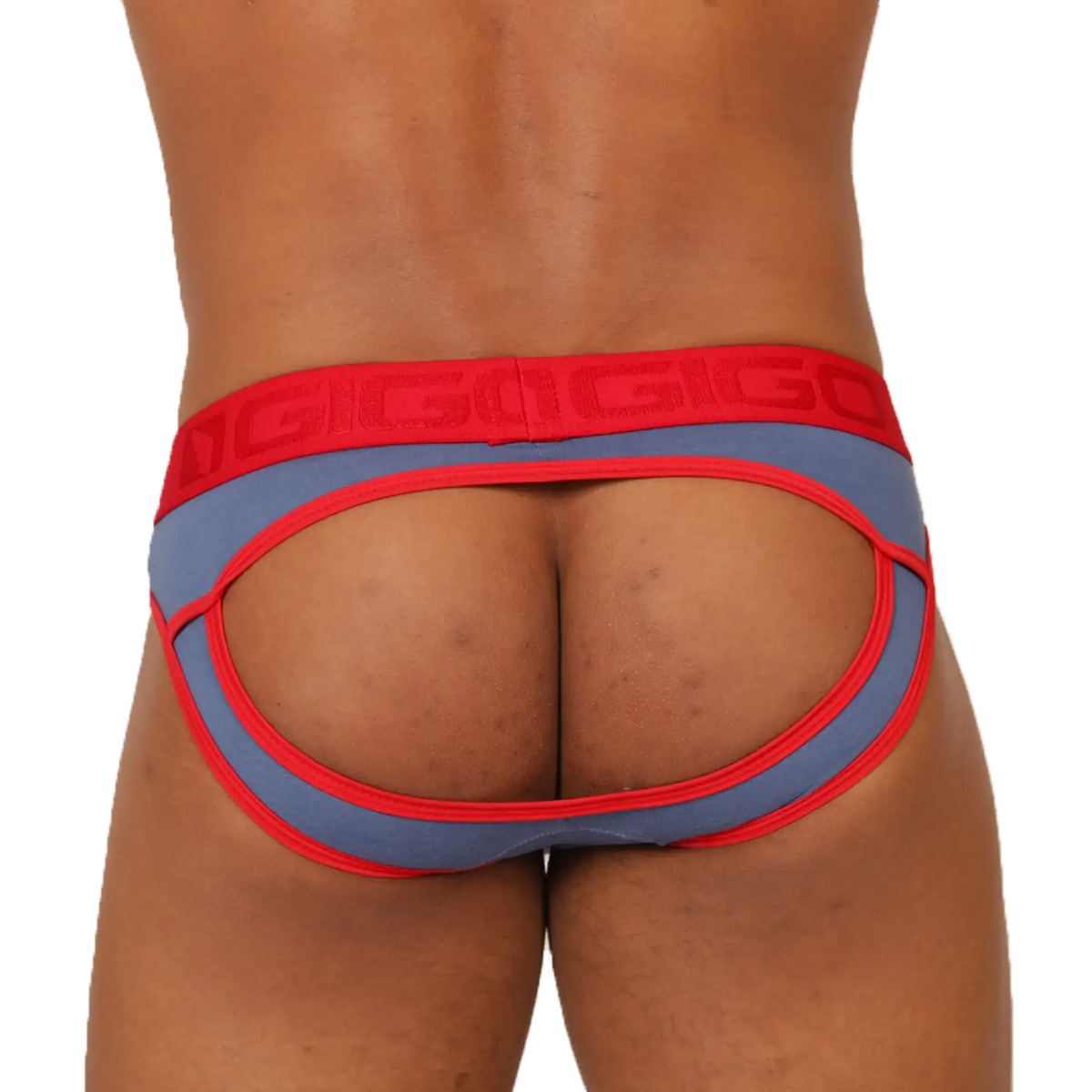 Gigo Garoto blue brief jock in red and blue with bold contrasting colours and comfortable fabric for active wear