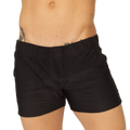 Black corduroy gigo glow short with ribbed texture and elastic waistband perfect for casual wear