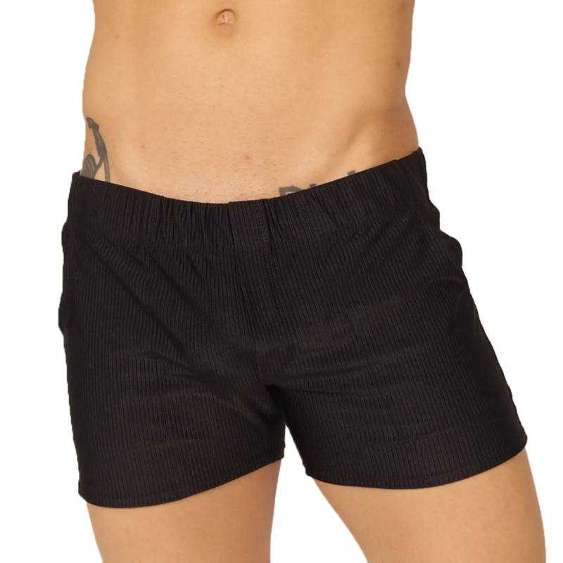 Black corduroy gigo glow short with ribbed texture and elastic waistband perfect for casual wear