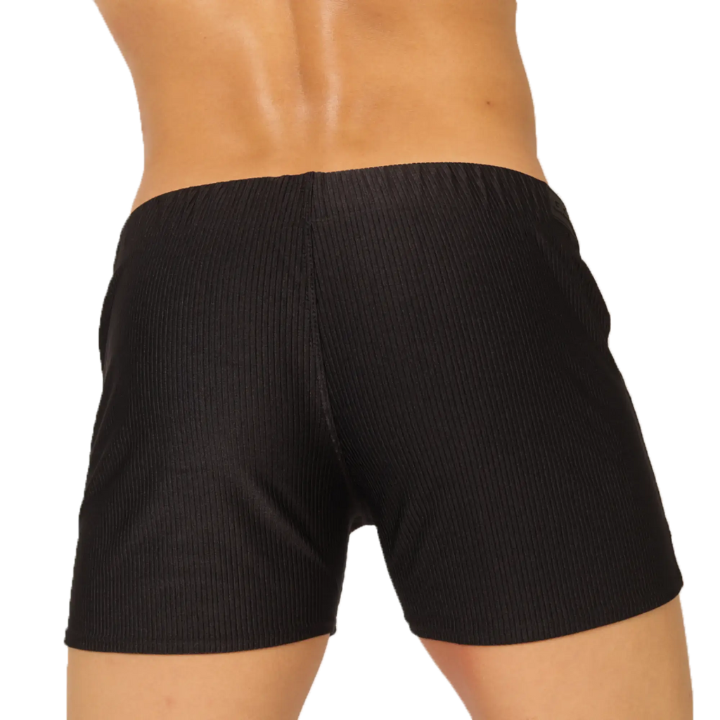Black ribbed cotton shorts with a snug elastic waistband from gigo glow designed for comfort and style