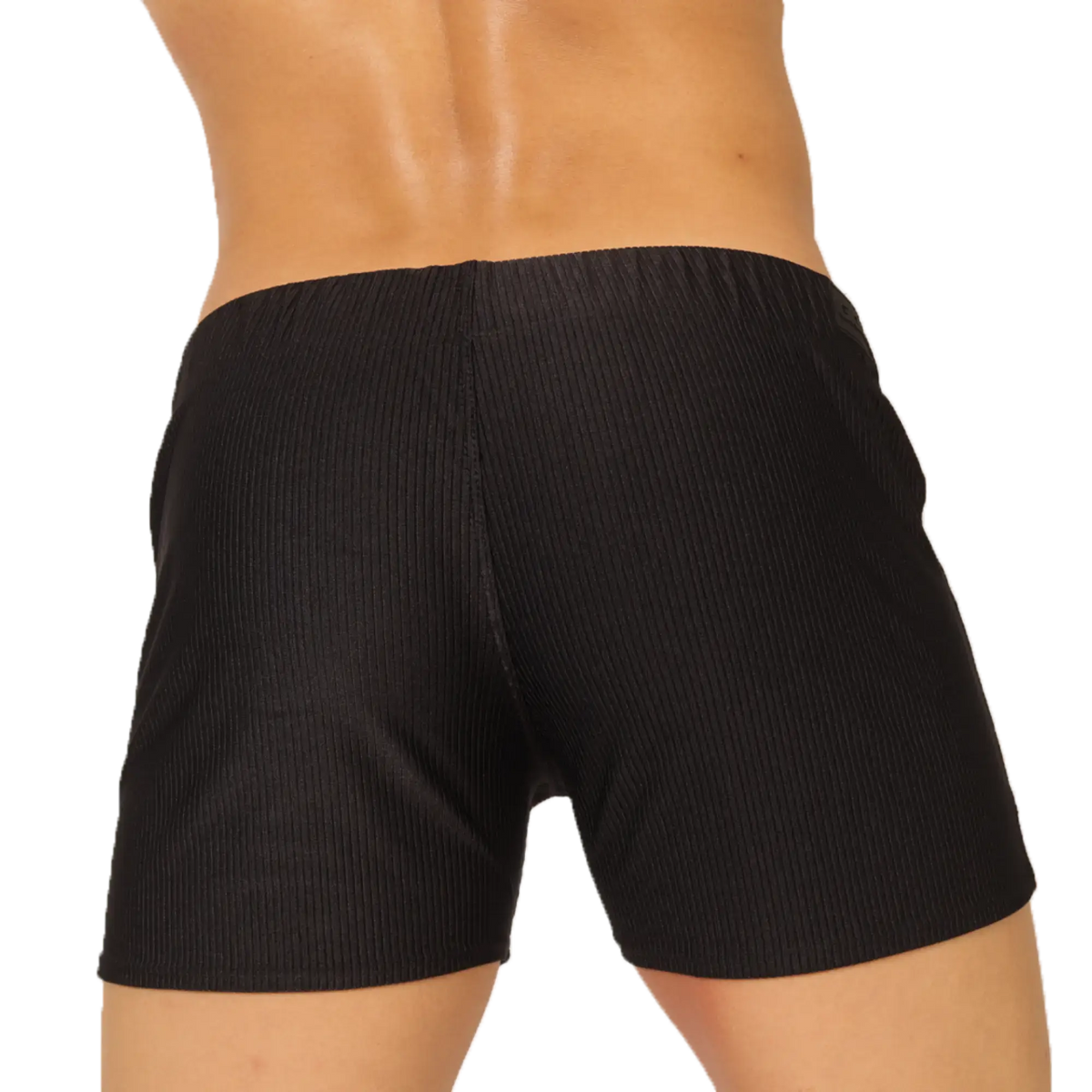 Black ribbed cotton shorts with a snug elastic waistband from gigo glow designed for comfort and style