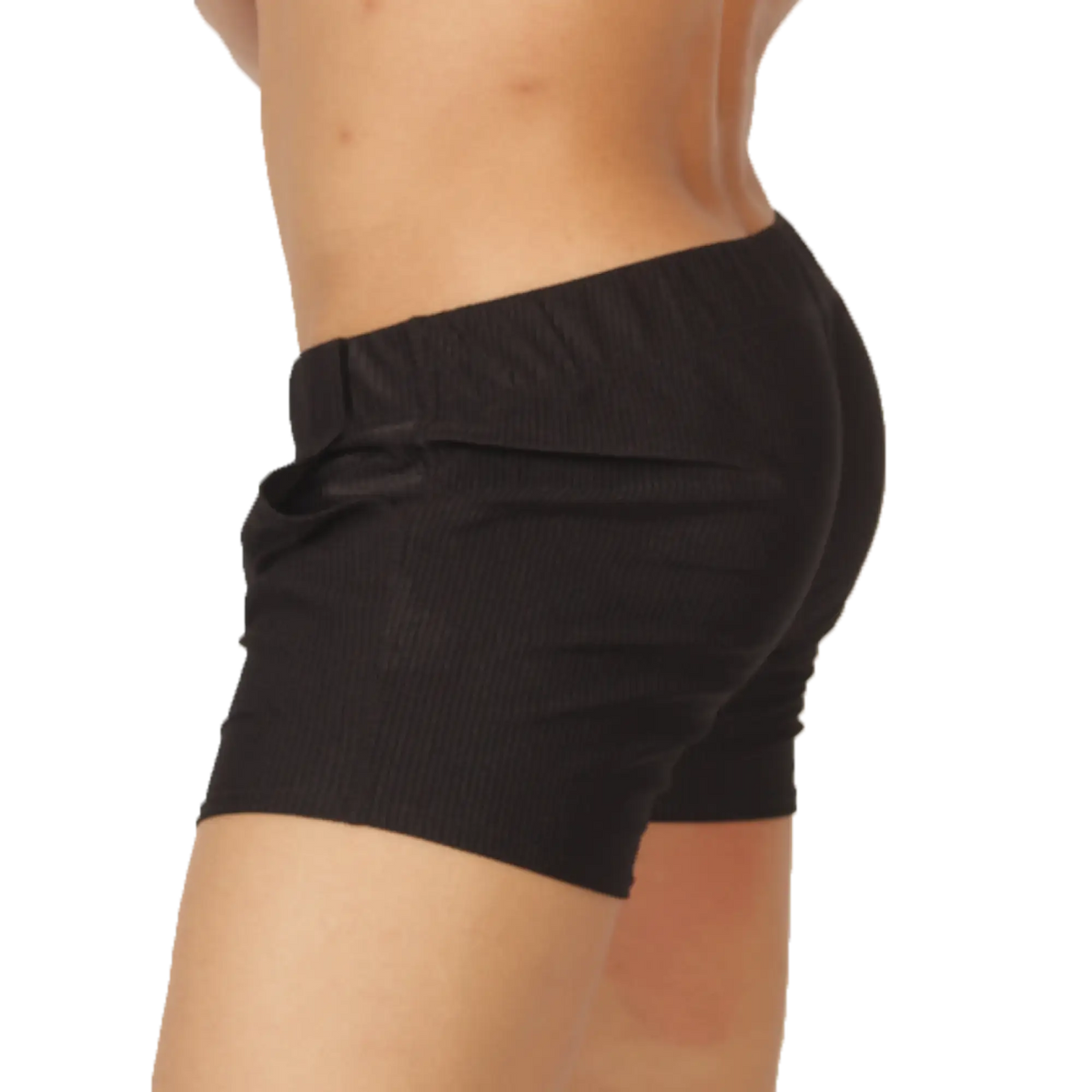 Gigo Glow black short ribbed shorts with elastic waistband for comfortable casual wear