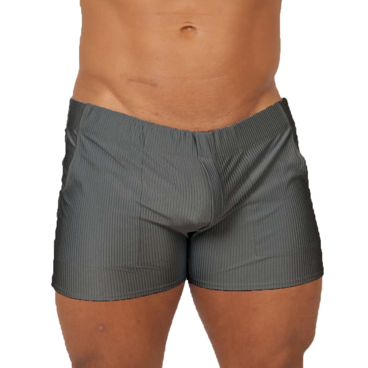 Gray pinstripe boxer briefs gigo glow gray short with tailored fit and subtle vertical ribbing