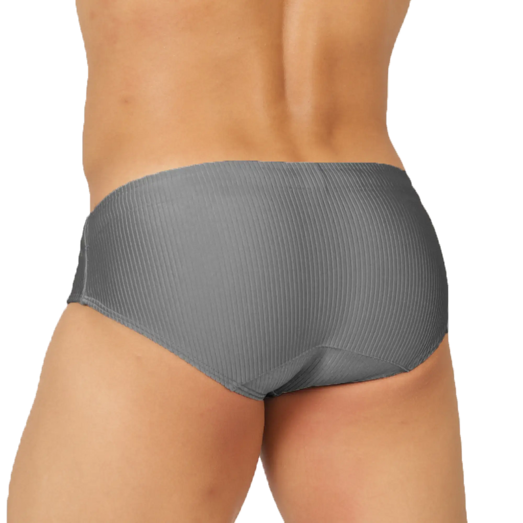 Gigo glow gray swimbrief gray ribbed briefs made of stretch fabric for comfortable swimming and beachwear