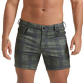 Gigo Harvard green short menÃ¢â‚¬â„¢s dark green and navy plaid shorts with button closure for casual wear