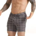 Gigo Harvard Red short black and white checkered tailored shorts with a subtle grid pattern for casual wear