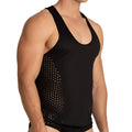 Gigo Hibrid black tank athletic tank top with sleek fitted design and perforated mesh panels along the sides
