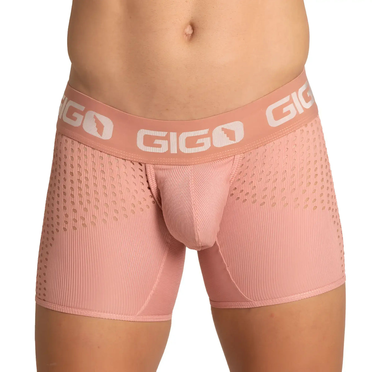 Pink gigo hybrid nude trunk menÃ¢â‚¬â„¢s boxer briefs with textured perforated fabric and ribbed detailing