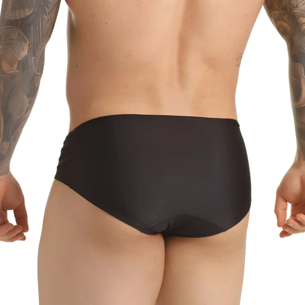 Gigo Hindu black swim brief made of smooth form-fitting material designed for comfortable swimwear use