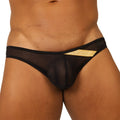 Black mesh briefs gigo hit black brief with gold glitter accent stripe on the side for stylish comfort