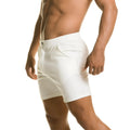 Gigo infaltable white athletic shorts with a clean minimalist design and button closure at the waist
