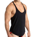 Black ribbed muscle tank top with thin straps and deep scoop neckline from gigo lemon black tank collection