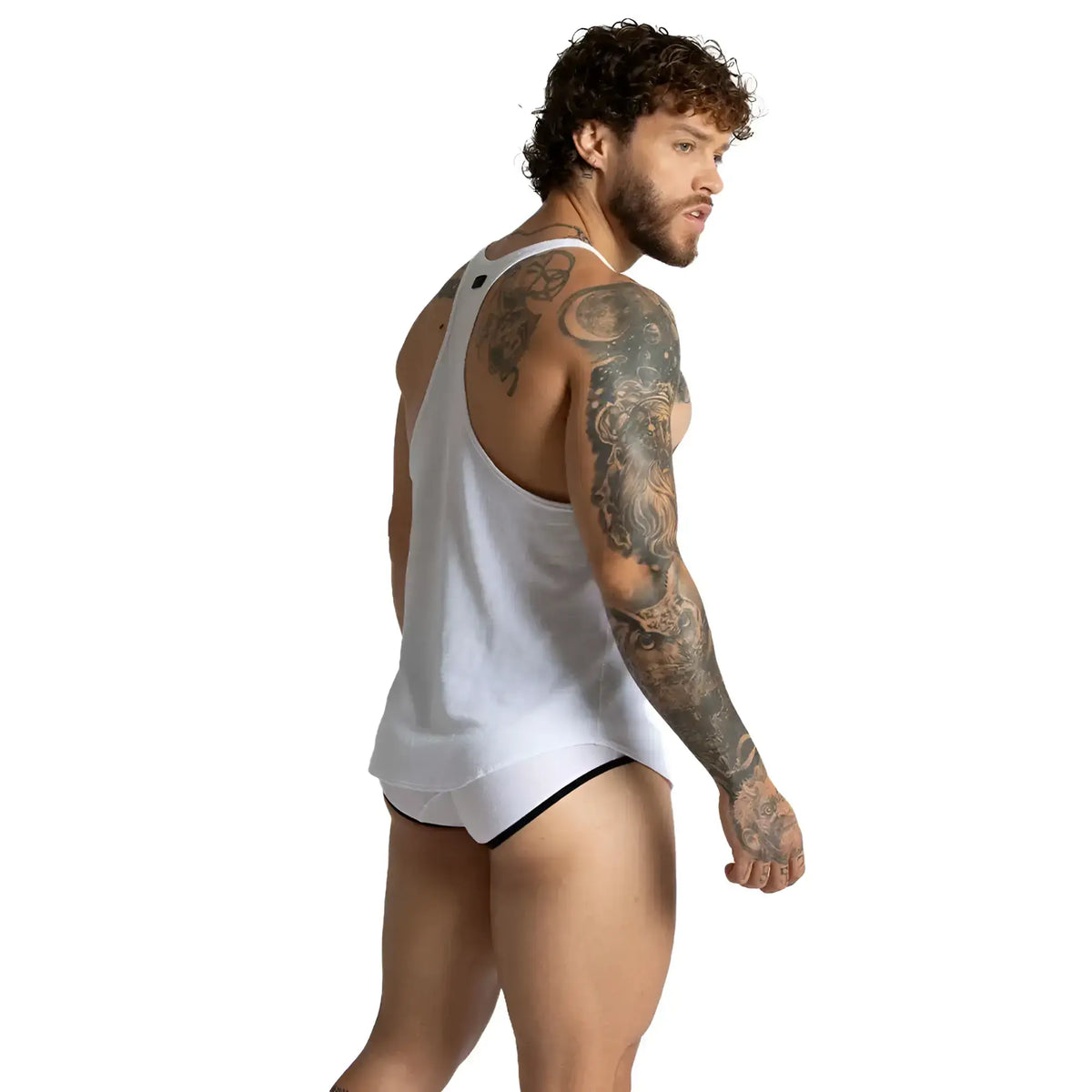 Gigo lemon white tank white tank top with black trim made of soft cotton for casual summer wear