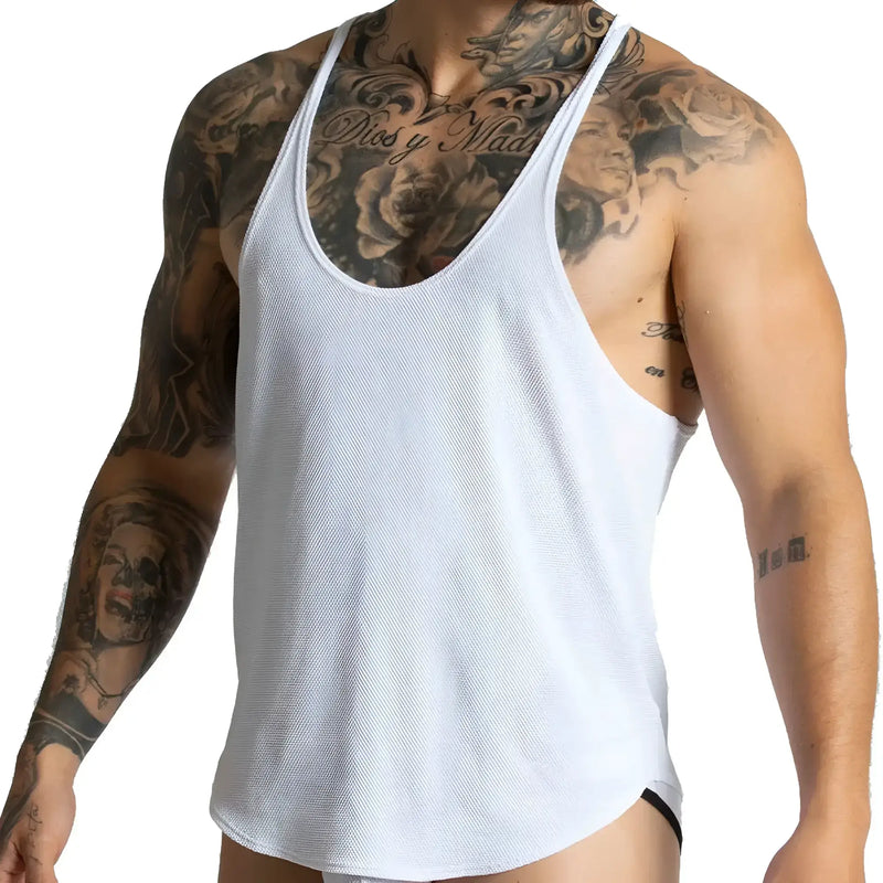 White textured tank top gigo lemon made of breathable fabric ideal for casual summer wear