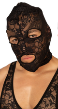 Black lace face mask with floral pattern from gigo magnetic balaclava featuring elegant material and design