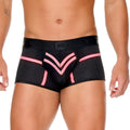 Black mesh briefs with vibrant pink v-shaped trim and bold contrasting waistband from Gigo Medieval Candy Trunk collection