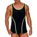 Black athletic tank top gigo medieval yellow tank with neon yellow trim and breathable mesh panels