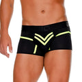 Black athletic briefs gigo medieval yellow trunk with neon yellow chevron accents and perforated mesh design